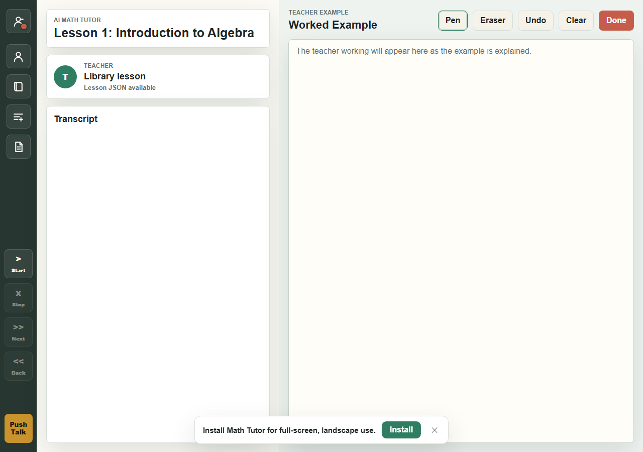 AI Teacher lesson interface